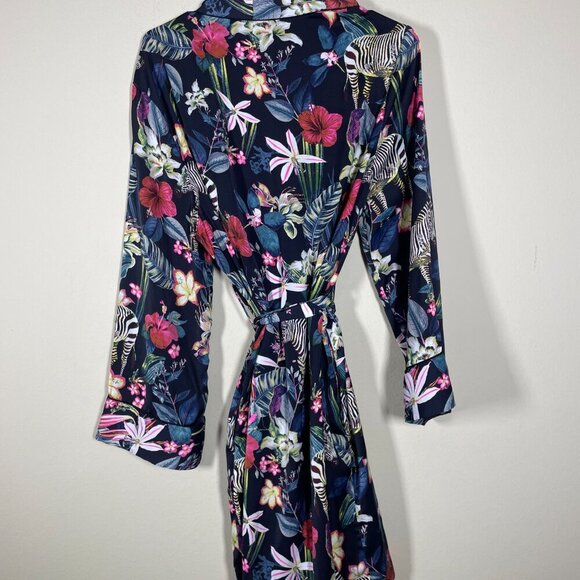 Banana Republic Zebra Floral Print Robe Womens Sz M Loungewear Intimates! - Picture 4 of 4